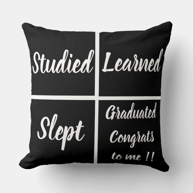 Funny Black And White Squares Graduation Cushion (Front)