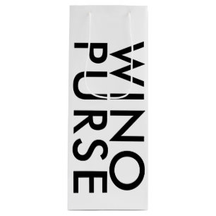 Funny Black and White Type Wino Purse Wine Gift Bag