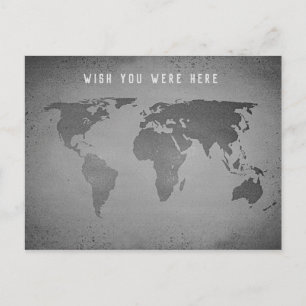 Funny black and white world map postcard