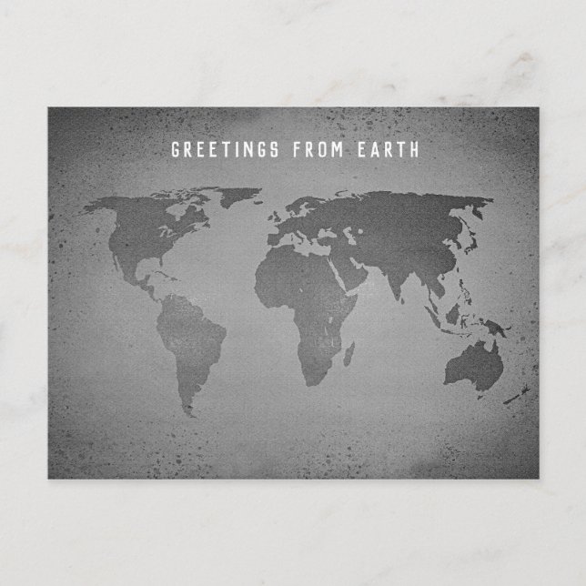 Funny black and white world map postcard (Front)