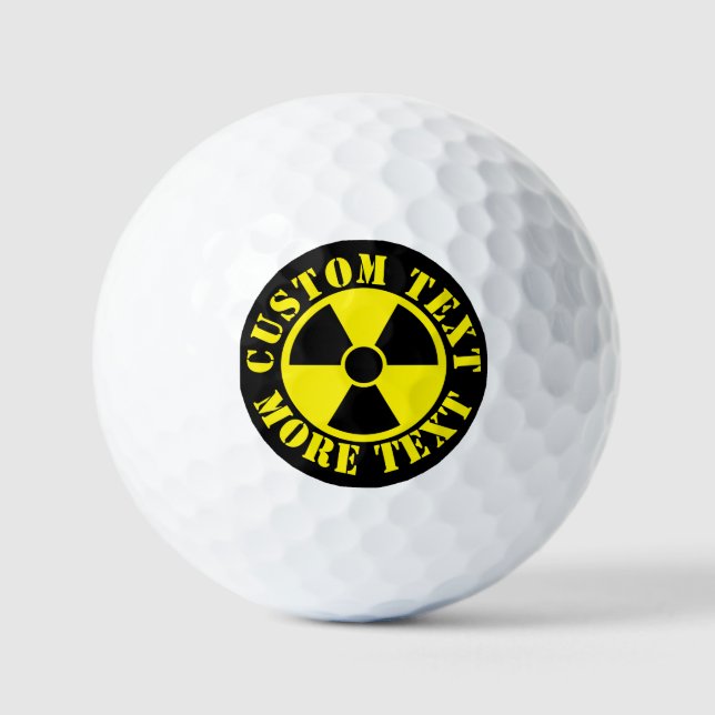 Funny black and yellow nuclear warning symbol golf balls (Front)