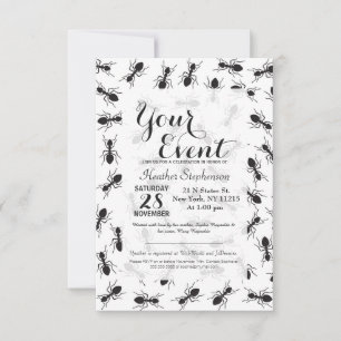 Funny Black Ants Pattern Invitation
