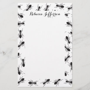 Funny Black Ants Pattern Stationery