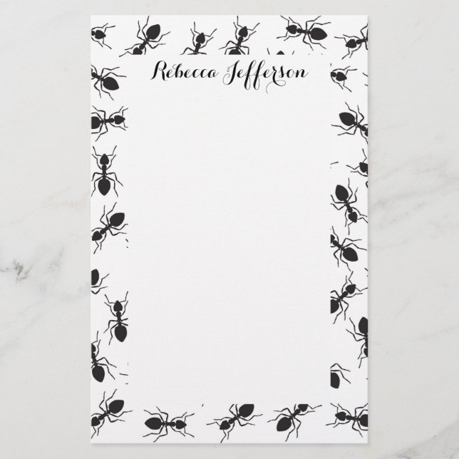 Funny Black Ants Pattern Stationery (Front)