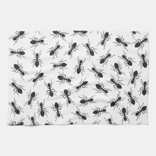 Funny Black Ants Pattern Tea Towel