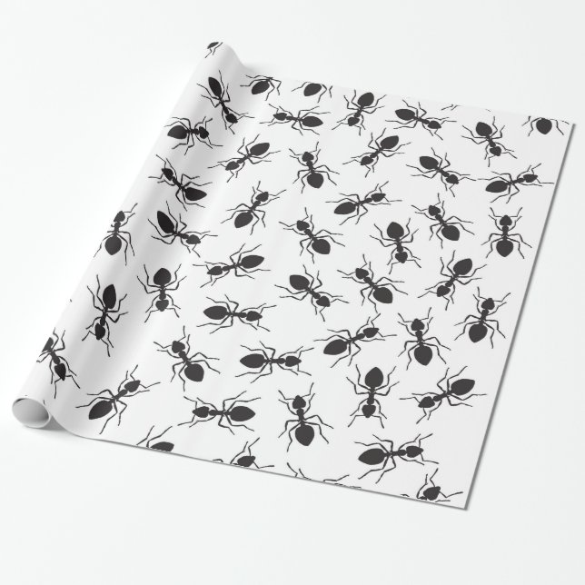 Funny Black Ants Pattern Wrapping Paper (Unrolled)