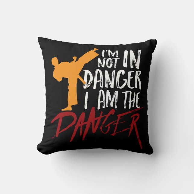 Funny Black Belt Fighter Martial Arts Humour Cushion (Front)