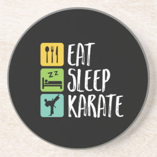 Funny Black Belt Martial Arts Eat Sleep Karate Coaster