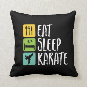 Funny Black Belt Martial Arts Eat Sleep Karate Cushion