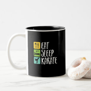Funny Black Belt Martial Arts Eat Sleep Karate Two-Tone Coffee Mug