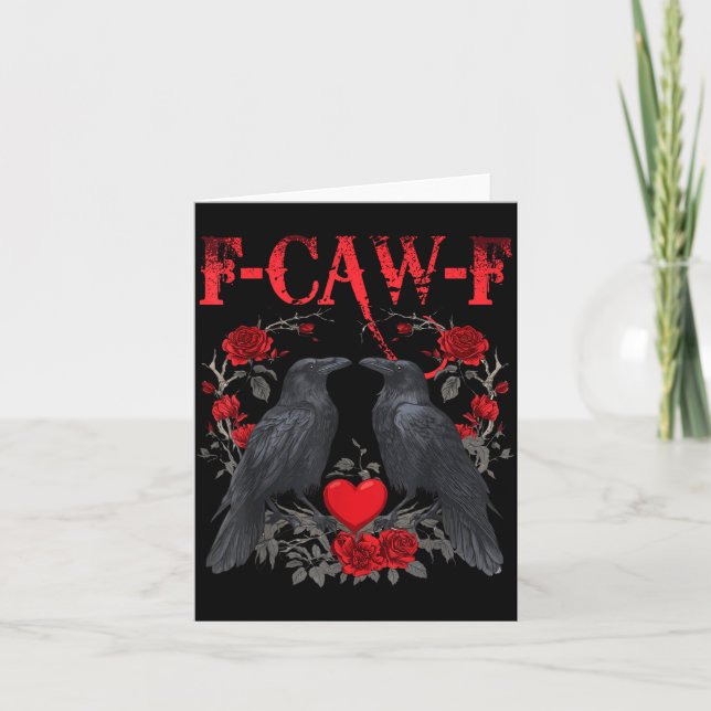 Funny Black Bird F-caw-f Anti Valentines Day Singl Card (Front)