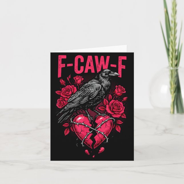 Funny Black Bird F-caw-f Anti Valentines Day Singl Card (Front)