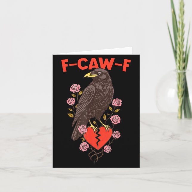 Funny Black Bird F-caw-f Anti Valentines Day Singl Card (Front)