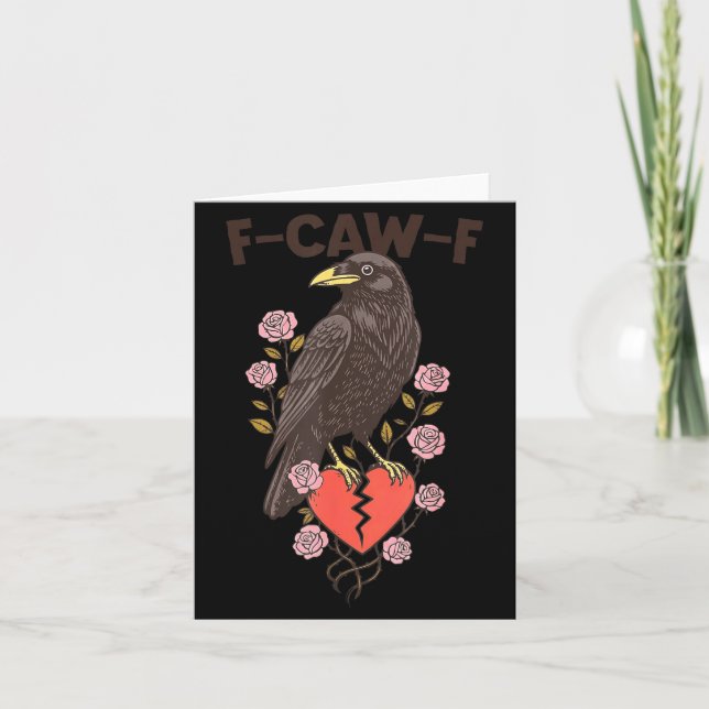 Funny Black Bird F-caw-f Anti Valentines Day Singl Card (Front)
