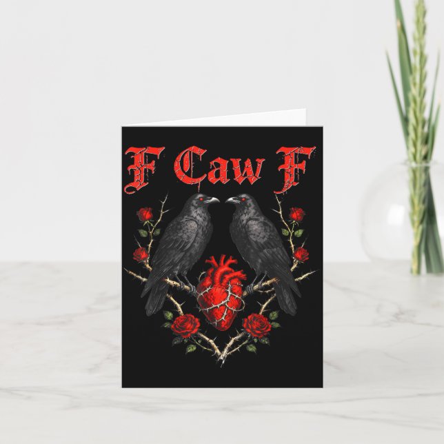 Funny Black Bird F-caw-f Anti Valentines Day Singl Card (Front)