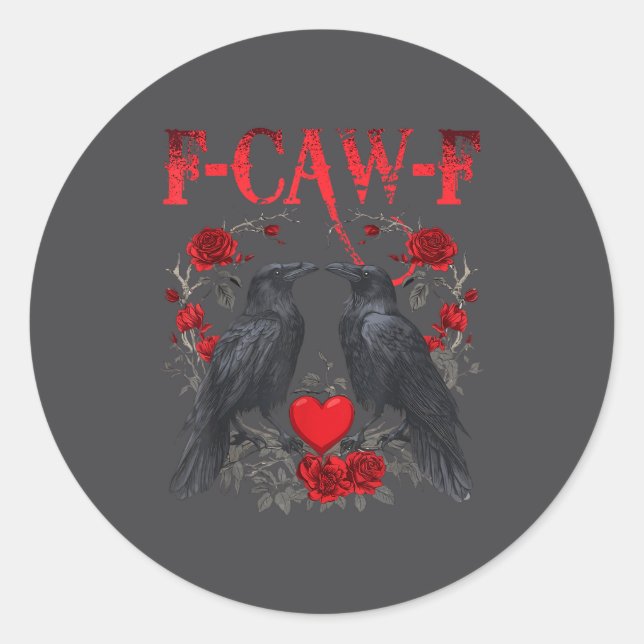 Funny Black Bird F-caw-f Anti Valentines Day Singl Classic Round Sticker (Front)