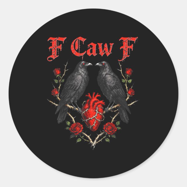 Funny Black Bird F-caw-f Anti Valentines Day Singl Classic Round Sticker (Front)