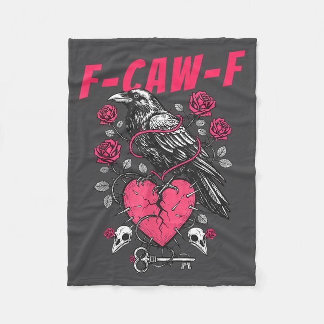 Funny Black Bird F-caw-f Anti Valentines Day Singl Fleece Blanket (Front)