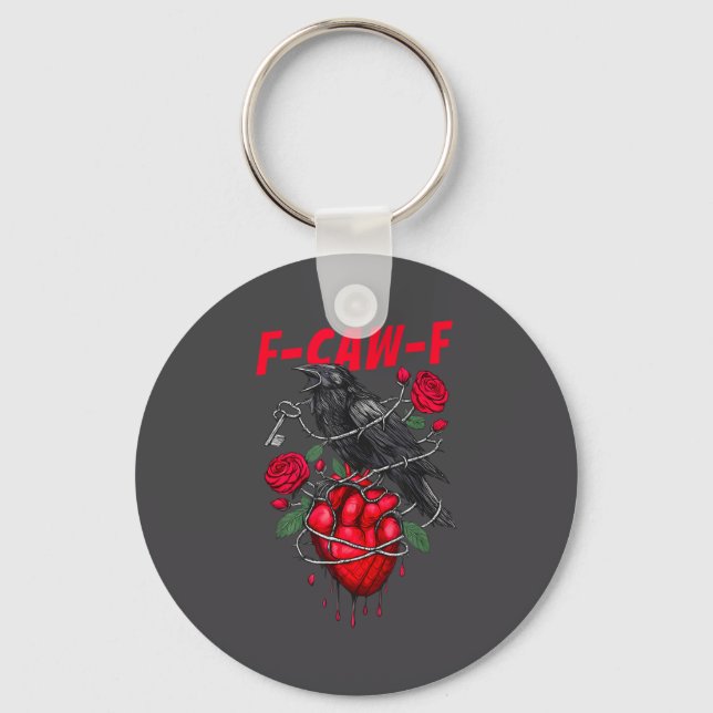 Funny Black Bird F-caw-f Anti Valentines Day Singl Key Ring (Front)