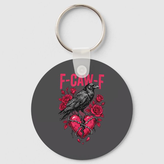 Funny Black Bird F-caw-f Anti Valentines Day Singl Key Ring (Front)
