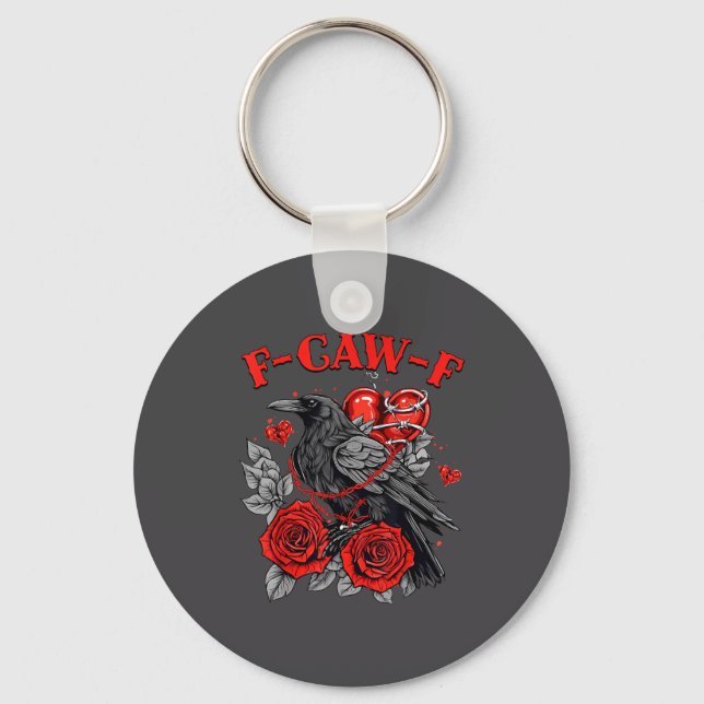 Funny Black Bird F-caw-f Anti Valentines Day Singl Key Ring (Front)