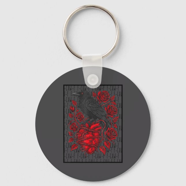 Funny Black Bird F-caw-f Anti Valentines Day Singl Key Ring (Front)