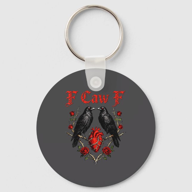 Funny Black Bird F-caw-f Anti Valentines Day Singl Key Ring (Front)