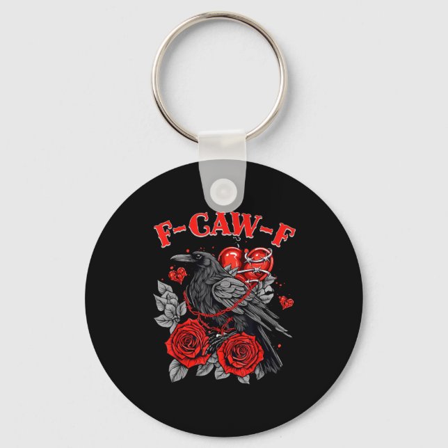 Funny Black Bird F-caw-f Anti Valentines Day Singl Key Ring (Front)