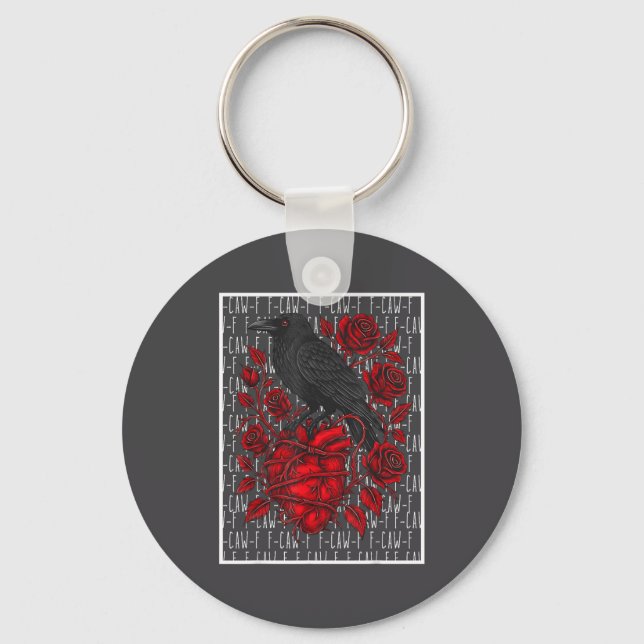 Funny Black Bird F-caw-f Anti Valentines Day Singl Key Ring (Front)
