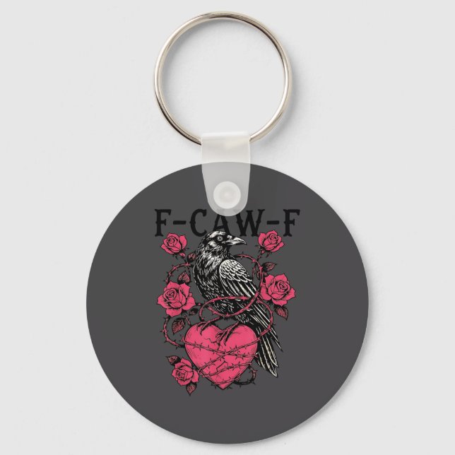 Funny Black Bird F-caw-f Anti Valentines Day Singl Key Ring (Front)