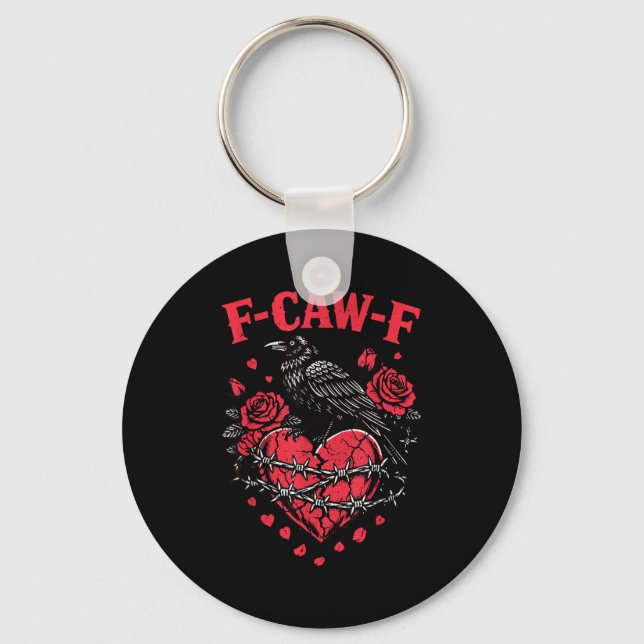 Funny Black Bird F-caw-f Anti Valentines Day Singl Key Ring (Front)
