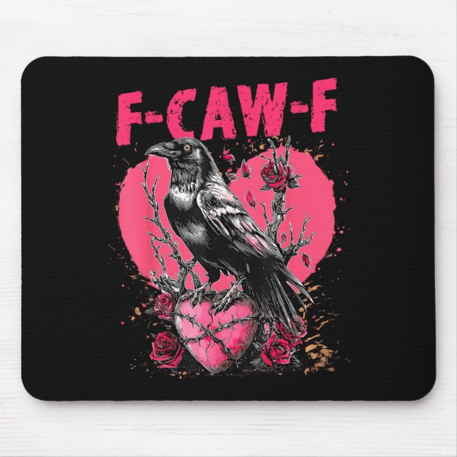 Funny Black Bird F-caw-f Anti Valentines Day Singl Mouse Mat (Front)