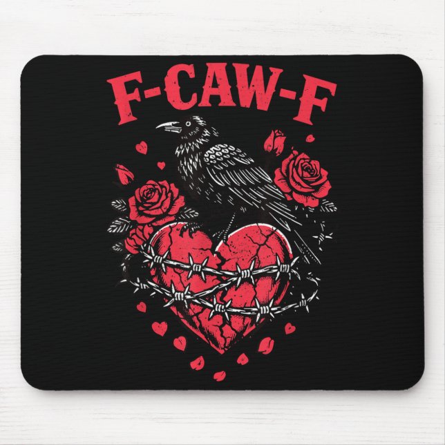 Funny Black Bird F-caw-f Anti Valentines Day Singl Mouse Mat (Front)