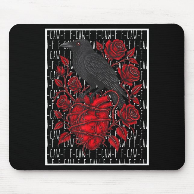 Funny Black Bird F-caw-f Anti Valentines Day Singl Mouse Mat (Front)