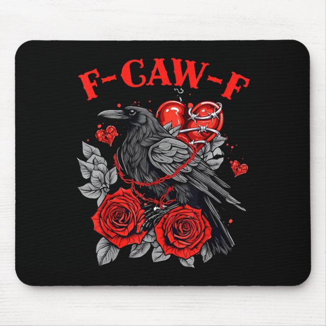 Funny Black Bird F-caw-f Anti Valentines Day Singl Mouse Mat (Front)