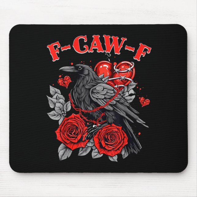 Funny Black Bird F-caw-f Anti Valentines Day Singl Mouse Mat (Front)