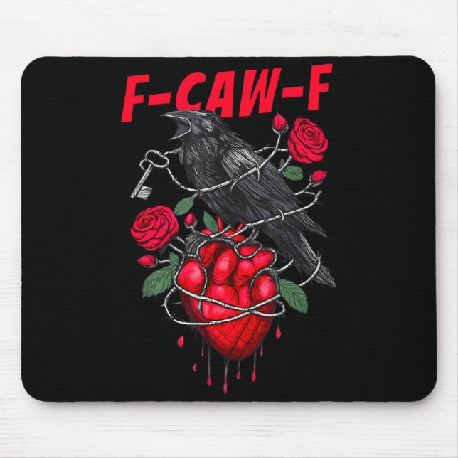 Funny Black Bird F-caw-f Anti Valentines Day Singl Mouse Mat (Front)