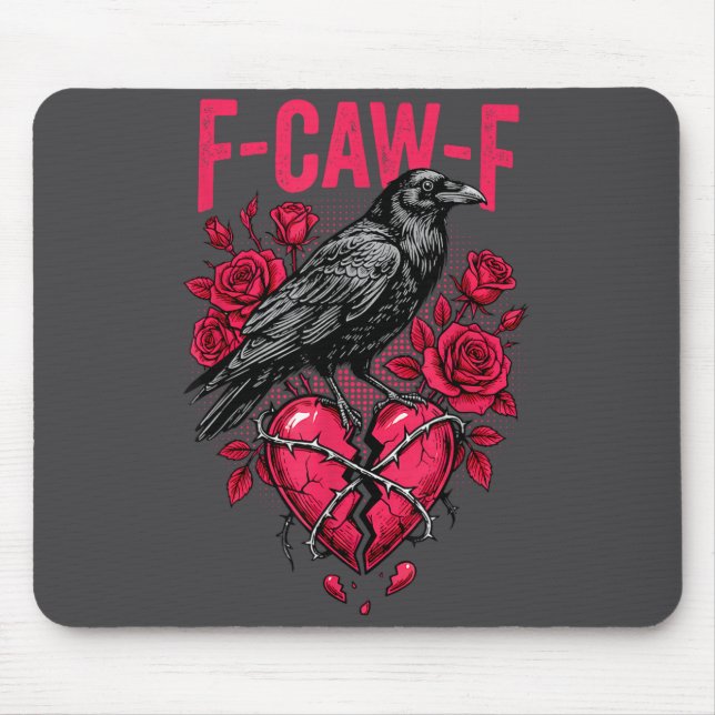 Funny Black Bird F-caw-f Anti Valentines Day Singl Mouse Mat (Front)