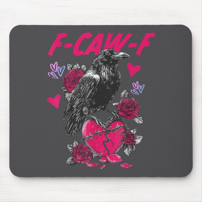 Funny Black Bird F-caw-f Anti Valentines Day Singl Mouse Mat (Front)