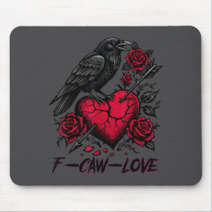 Funny Black Bird F-caw-f Anti Valentines Day Singl Mouse Mat