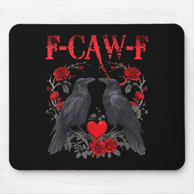 Funny Black Bird F-caw-f Anti Valentines Day Singl Mouse Mat (Front)