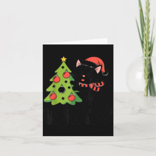 Funny Black Ca Pushing Christmas Tree Over Cat Wha Card