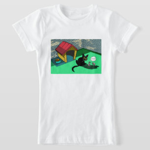Funny Black Cat and Clever Mice Retro Cartoon Kid T-Shirt