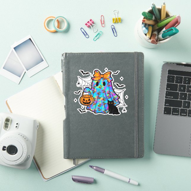 Funny Black Cat and Ghost Halloween Essential T-Sh (iPad Cover)