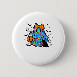 Funny Black Cat and Ghost Halloween Essential T-Sh 6 Cm Round Badge