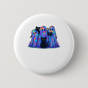 Funny Black Cat and Ghost Halloween Essential T-Sh 6 Cm Round Badge