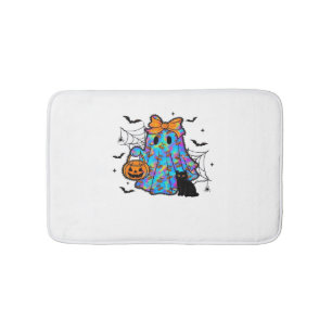Funny Black Cat and Ghost Halloween Essential T-Sh Bath Mat