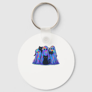 Funny Black Cat and Ghost Halloween Essential T-Sh Key Ring