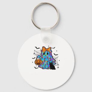 Funny Black Cat and Ghost Halloween Essential T-Sh Key Ring