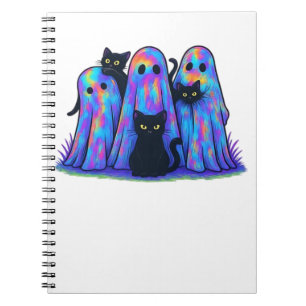 Funny Black Cat and Ghost Halloween Essential T-Sh Notebook